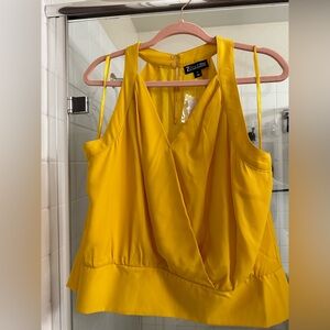 New York & Company Yellow Sleeveless Blouse